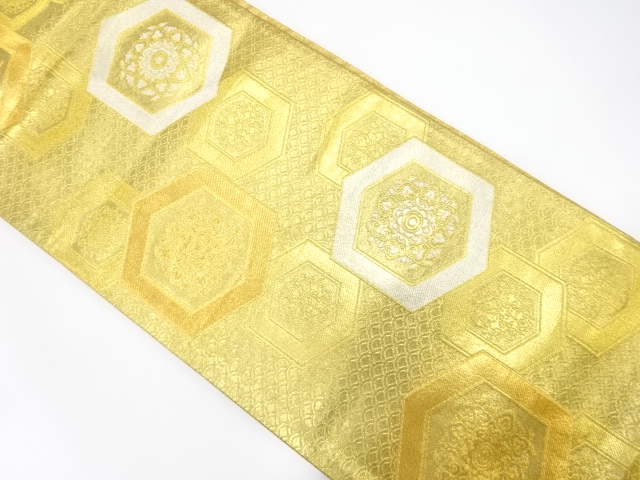 亀甲に華紋織り出し　袋帯